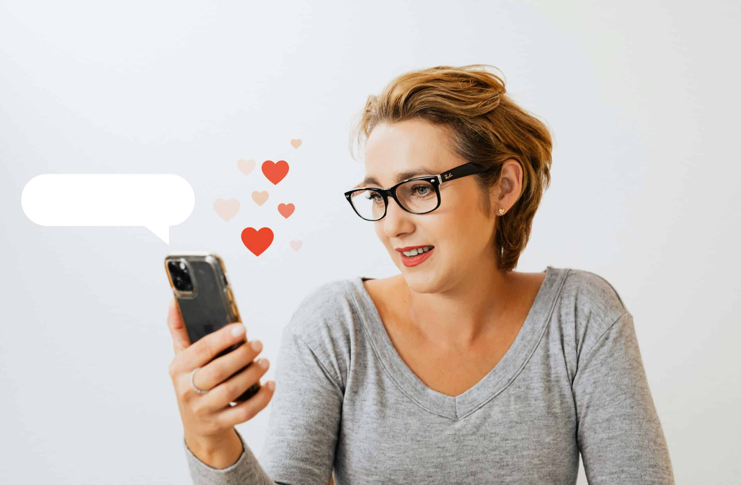 romantic text love message for her on phone screen